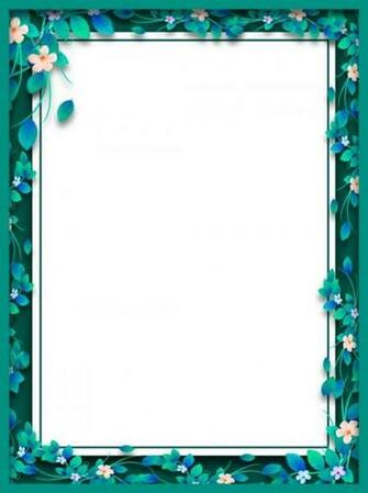 Creative Flowers Green Plants Floral Border Background In