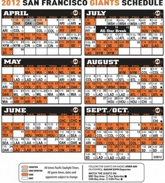 San Francisco Giants Schedule Jpg