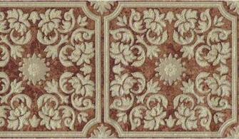 Leaf Tiles Patina Copper Brown Gold Embossed Wallpaper Border