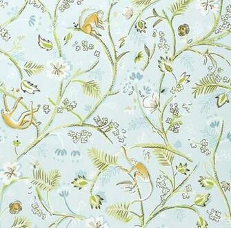 Guadeloupe Floral Wallpaper Light Blue With Wild Jungle
