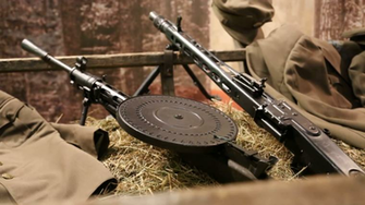 Ussr Degtyaryov Machine Gun And German Mg42 During The