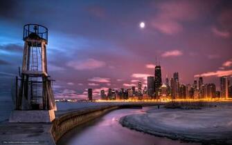 Wallpaper Chicago City Night Desktop In The