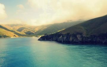 Awesome Ocean Clouds Hills Wallpaper