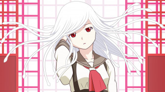Sengoku Nadeko Monogatari Series School Uniform Vector Red Eyes