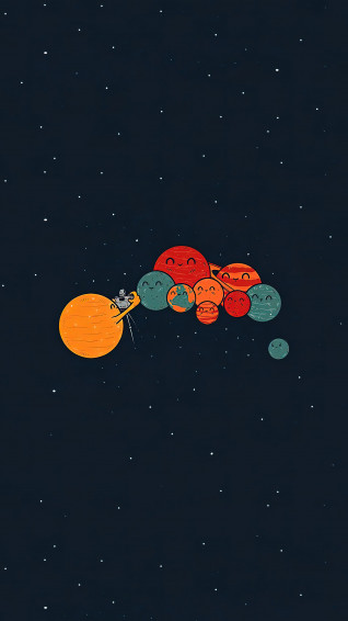 Solar Sytem Planets Cute Space Background 4k Wallpaper iPhone HD