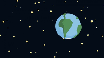 Cartoon Earth From Space With Starry Night Motion Background
