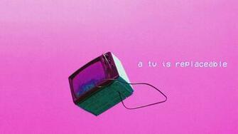 Black Crt Tv Vaporwave Pink Background Depressing HD
