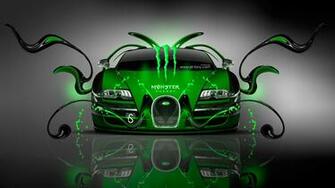 Monster Energy Bugatti Veyron Front Green Plastic Car Design By