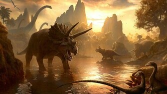 River Wallpaper Triceratop Dinosaurs Paper