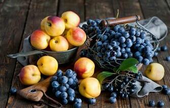Wallpaper Grapes Still Life Peaches Nectarines Image For