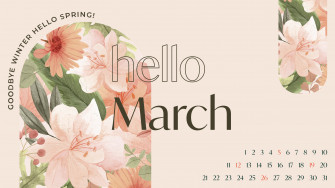 March Calendar With Pastel Flowers Masterbundles