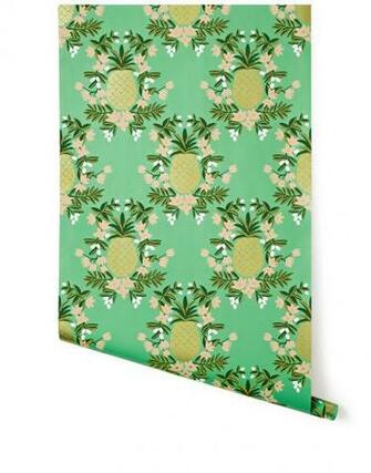 Home Wallpaper Green Gold Pineapple