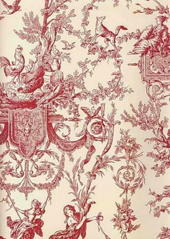 Red Beige At4238 Old World Toile Wallpaper Traditional
