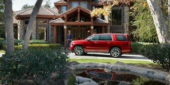 Chevrolet Tahoe Red Color Park Outside House HD 4k Wallpaper