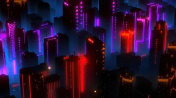 Desktop Wallpaper Neon Lights Cityscape Buildings Aerial