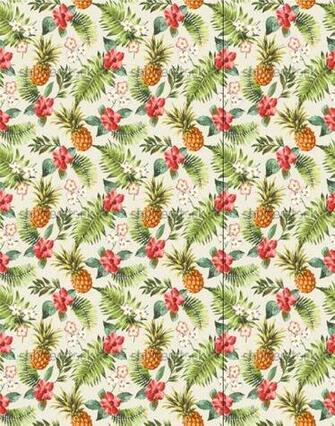 Vintage Seamless Tropical Flowers With Pineapple Vector Pattern