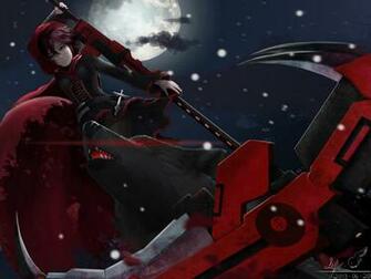 Ruby Rose Rwby Death Scythe Full Moon Cape Girl Animation HD Wallpaper