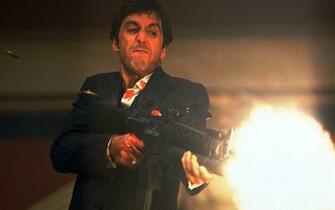 Scarface Crime Drama Movie Film Weapon Gun Battle Dark Blood Wallpaper