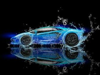 Wallpaper Lamborghini Aventador Blue Supercar Water Splash