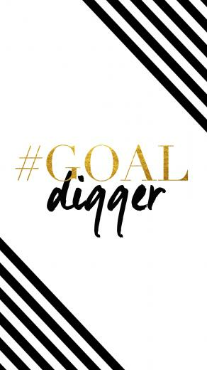 Black White Gold Stripes Goal Digger iPhone Phone Wallpaper