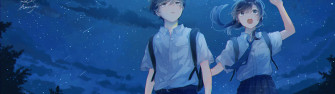 X Anime Couple Blue Night HD Wallpaper