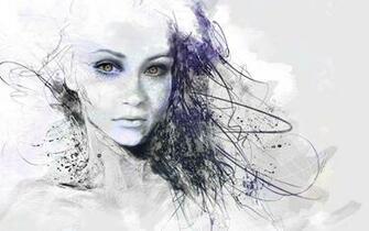 Abstract Women Artwork Faces Shilesque Wallpaper
