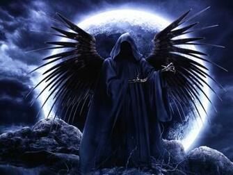 Dark Grim Reaper Wings Death Skeleton Horror Scary Creepy Spooky Moon