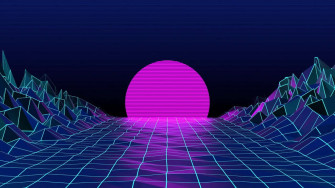 Neon Retro Wave Banner Background Wallpaper