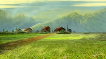 Cartoon Village Landscape Wallpaper Pics