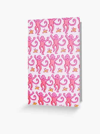 Pink Preppy Monkeys Greeting Card By Designzz
