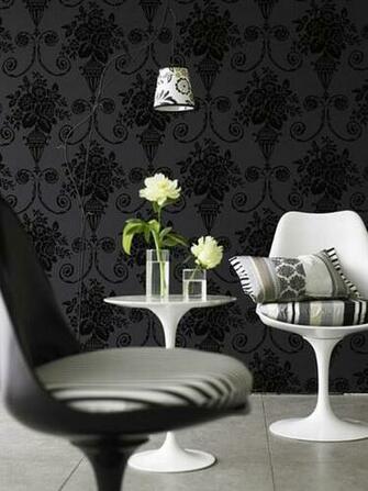 Black Wallpaper Decor Floral Motifs