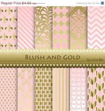 Blush And Gold Patterns Scrapbook Paper Wedding Pink