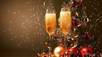 Happy New Year Glasses With Champagne For Two Decorations