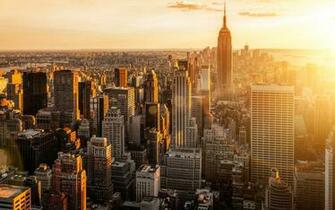 Manhattan Skyline New York Stadt Sonnenaufgang Cityscape Sunrise Scene
