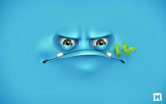 Angry Face Blue HD Wallpaper For Desktop