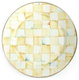 Parchment Check Enamel Charger Plate Mackenzie Childs Eclectic