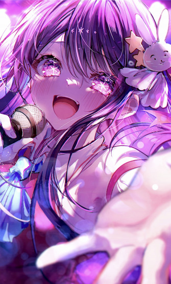 Oshi No Ko Anime Girls Ai Hoshino Singing Portrait Display Blush