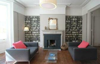 Genuine Fake Bookshelf Wallpaper By Deborah Bowness Andarchitects