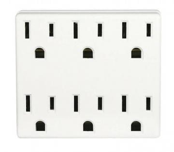 Leviton White Poly Grounded 6outlet Plug In Adp Slimpk 6adpt