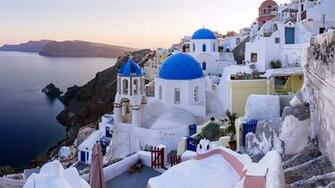 Wallpaper Oia Santorini Greece Sea Houses Multi