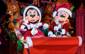 Wallpaper Christmas New Year Sleigh Deer Disney World Mickey