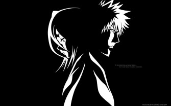 Black Bleach Kubo Tite Kuchiki Rukia Kurosaki Ichigo Monochrome
