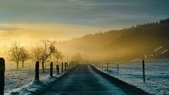 Wallpaper Winter Snowy Road HD For iPhone
