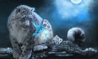Snow Leopard With Blue Eyes Wallpaper