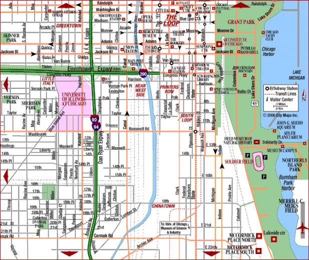Permalink Road Map Of Chicago Downtown The Loop Illinois