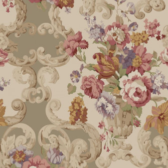 Mulberry Fg103 V54 Floral Rococo Red Plum Wallcovering The Workrm
