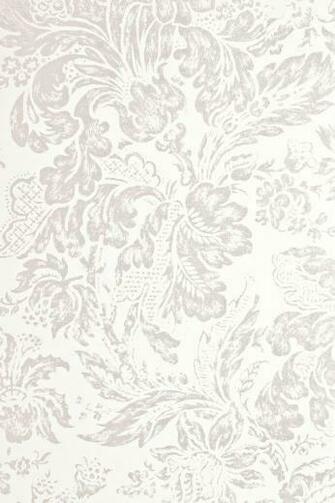 Preston Damask Wallpaper Hand Printed Non Woven White With