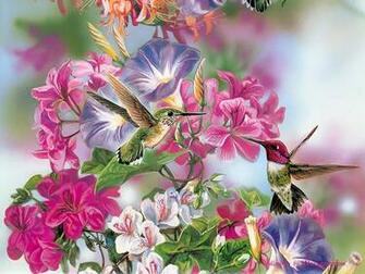 Songbirds Paintings Small Birds Pictures And Flowers