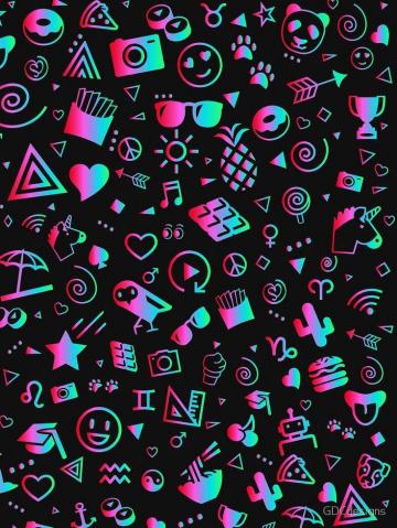 Cartoon Icons Super Cool Doodle Art Colorful Gradient Doodles