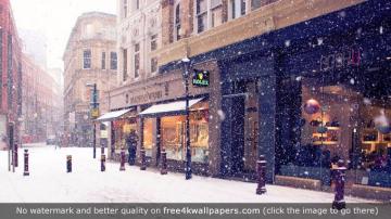 Vintage Town Winter 4k Wallpaper City